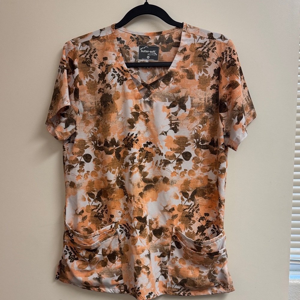 Butter Women's Top in Brown, orange  and Tan Floral